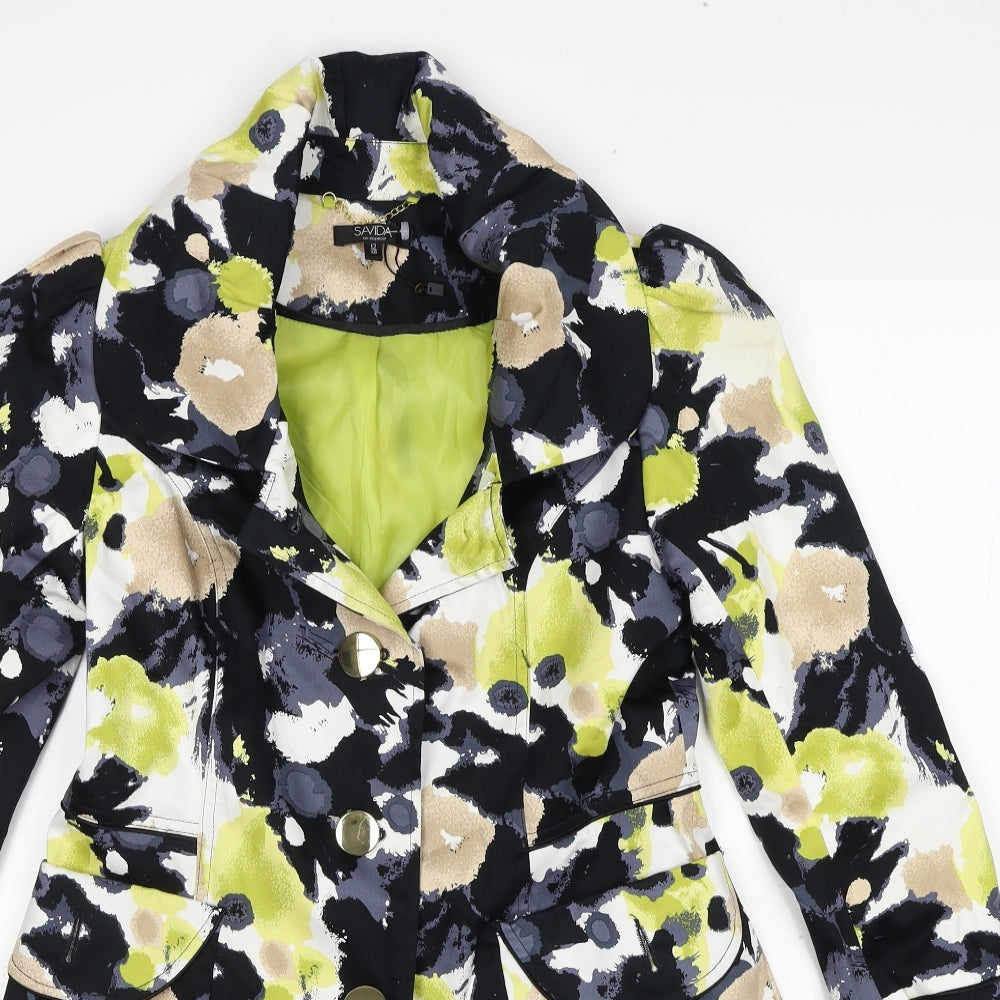 Savida Womens Multicoloured Geometric Overcoat Jacket Size 12 Button