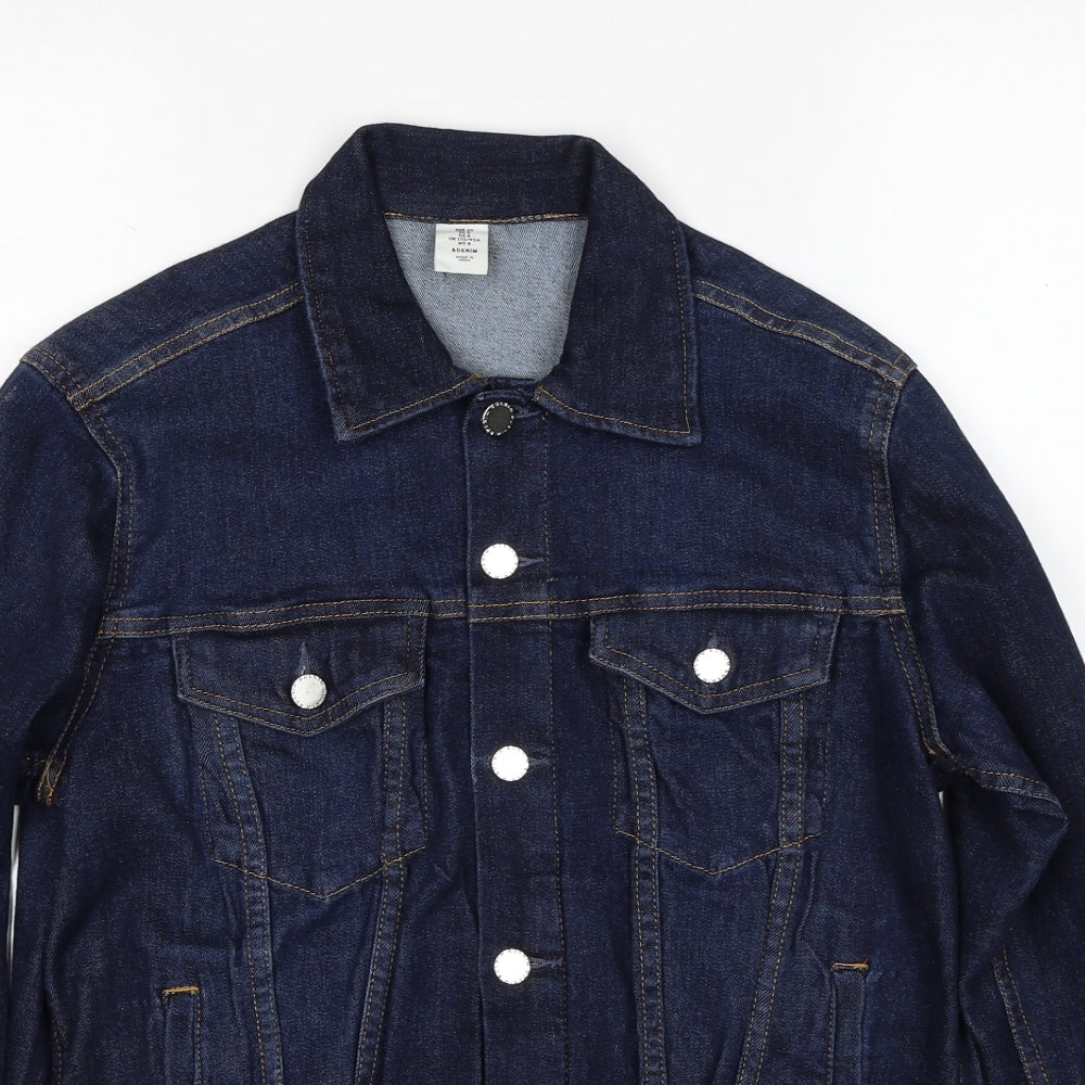 H&M Womens Blue Jacket Size 12 Button