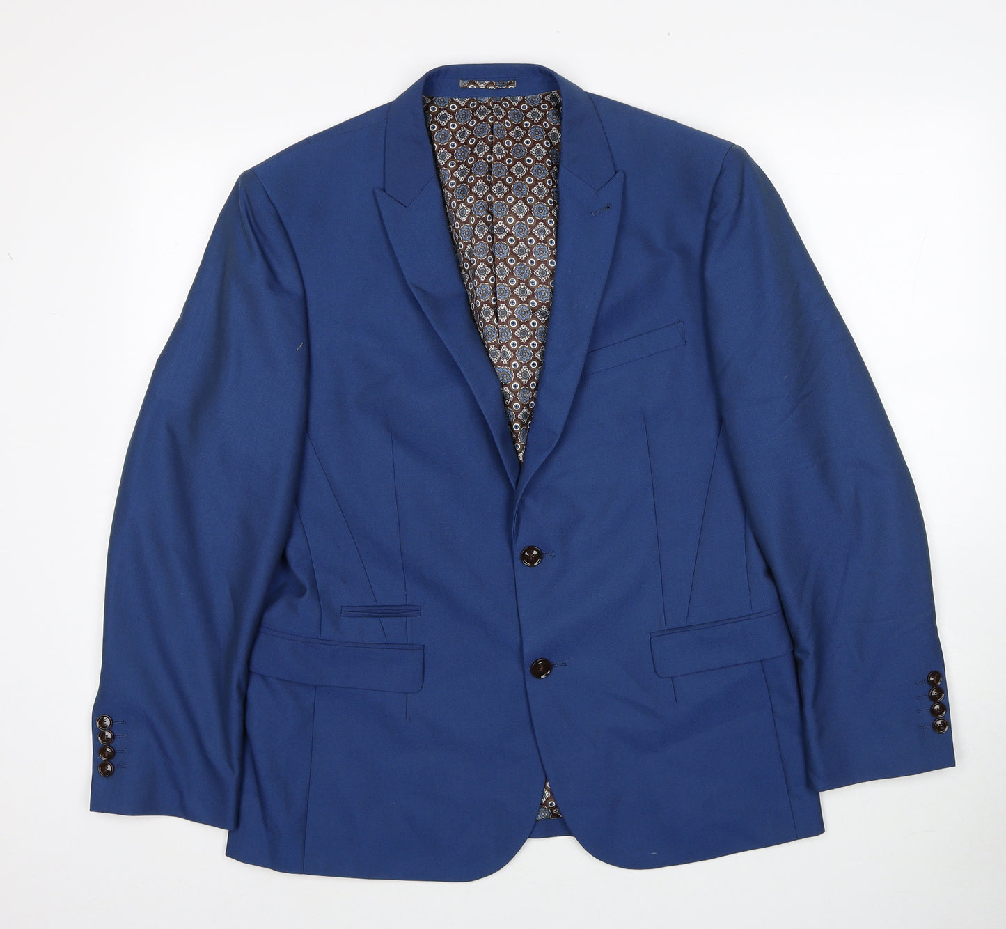 Fellini Mens Blue Polyester Jacket Suit Jacket Size 42 Regular