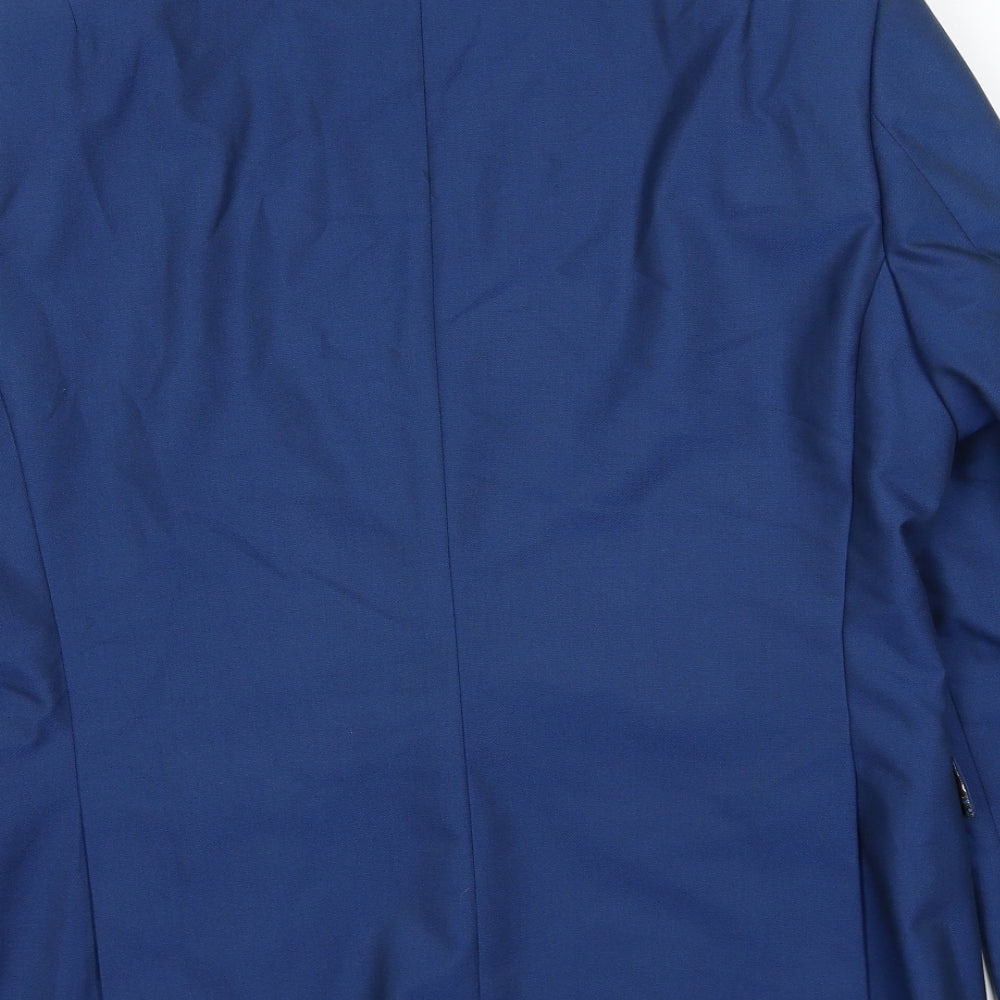 Fellini Mens Blue Polyester Jacket Suit Jacket Size 42 Regular