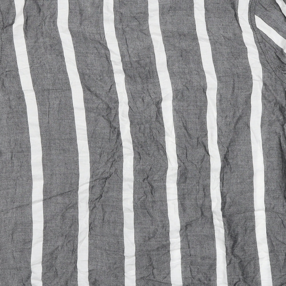 ASOS Womens Grey Striped Viscose Basic Button-Up Size 8 Collared
