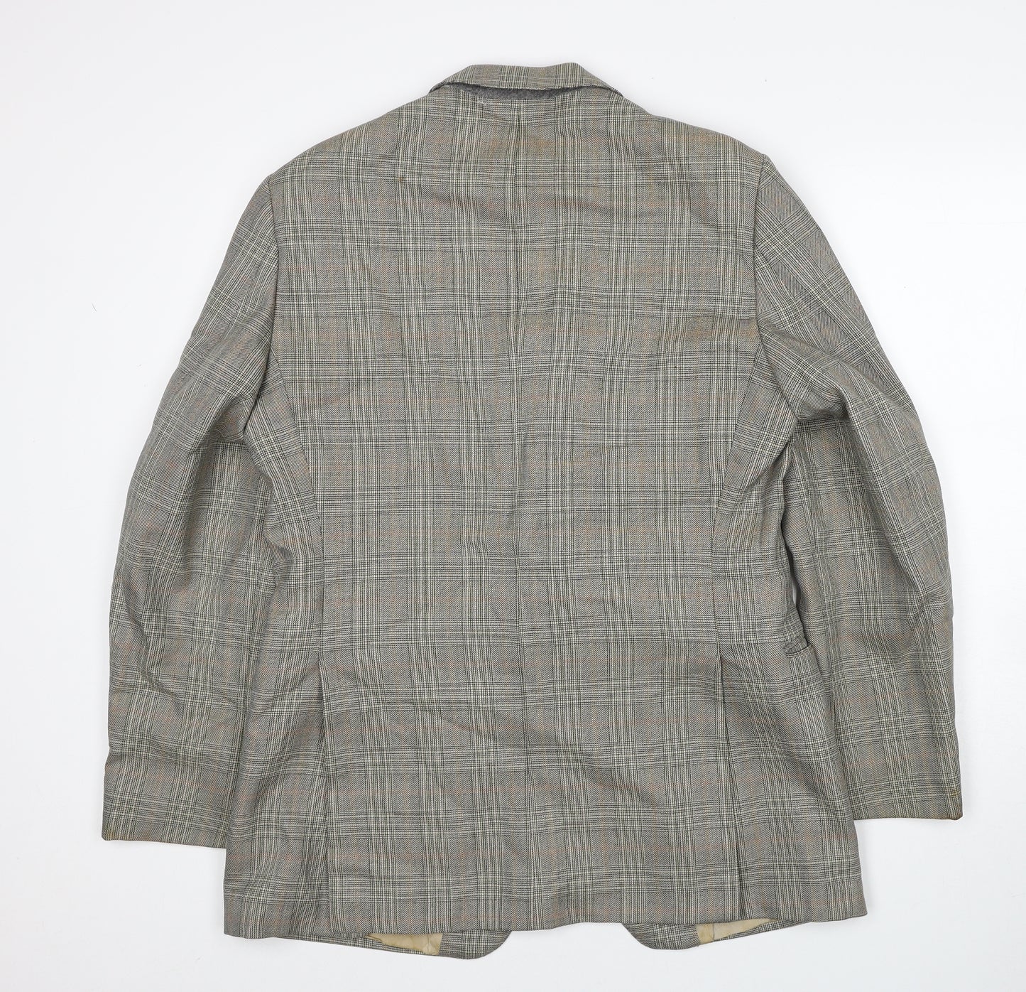 John Lewis Mens Grey Plaid Wool Jacket Suit Jacket Size 38 Regular