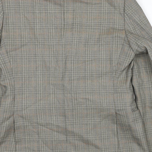John Lewis Mens Grey Plaid Wool Jacket Suit Jacket Size 38 Regular