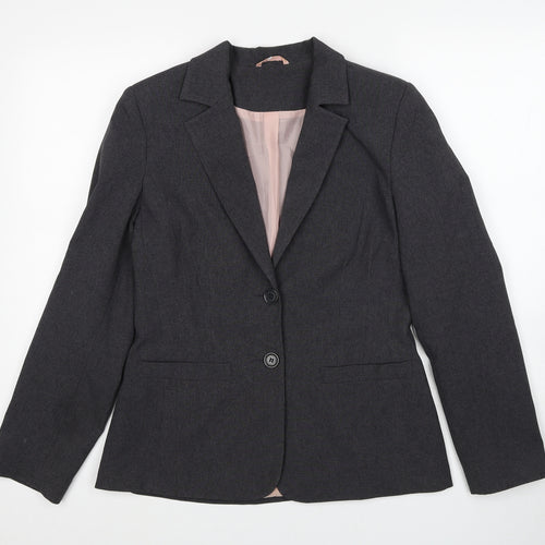 New Look Womens Grey Jacket Blazer Size 12 Button