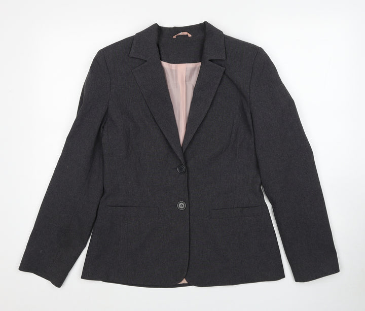 New Look Womens Grey Jacket Blazer Size 12 Button