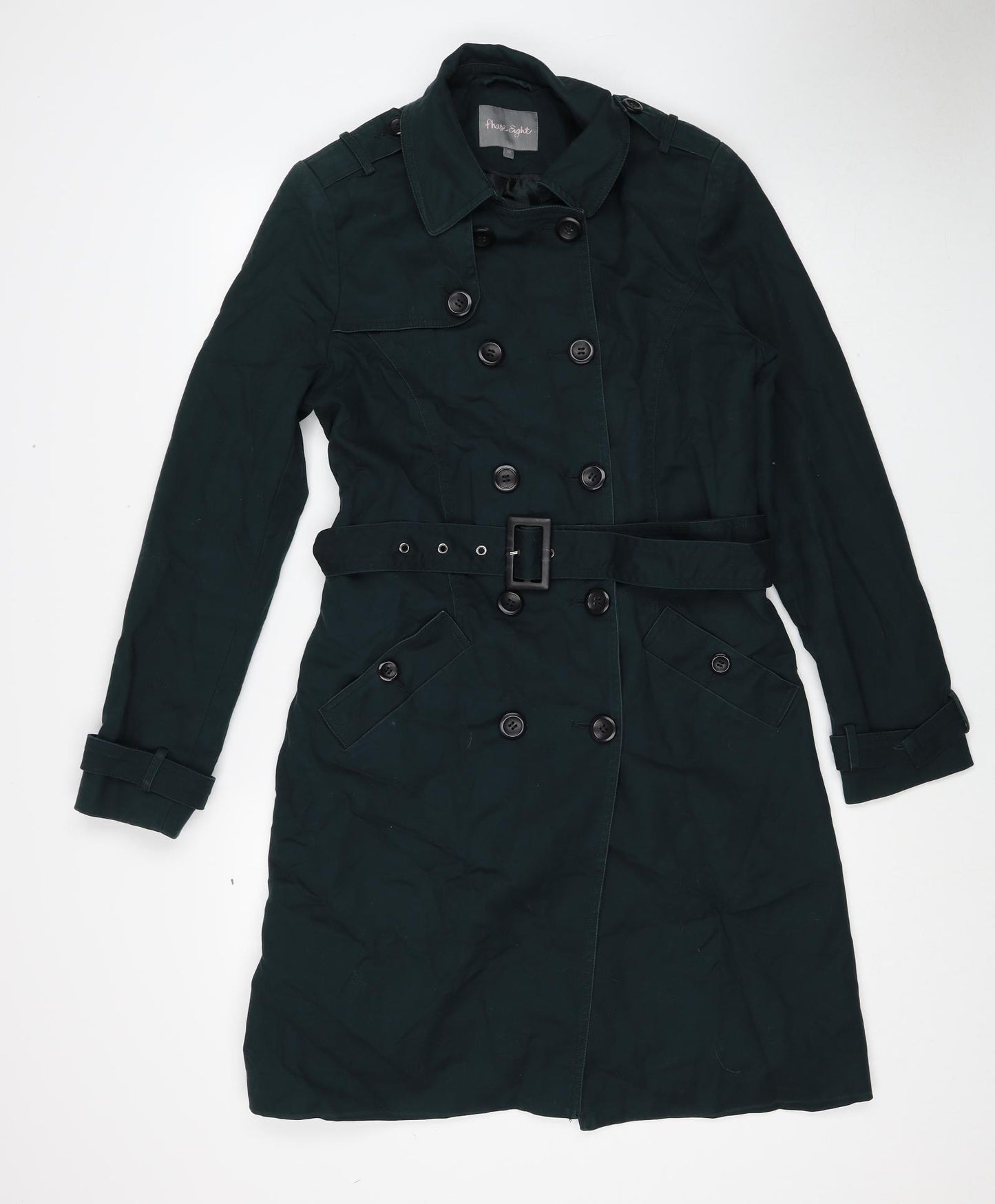 Phase Eight Womens Green Trench Coat Coat Size 12 Button