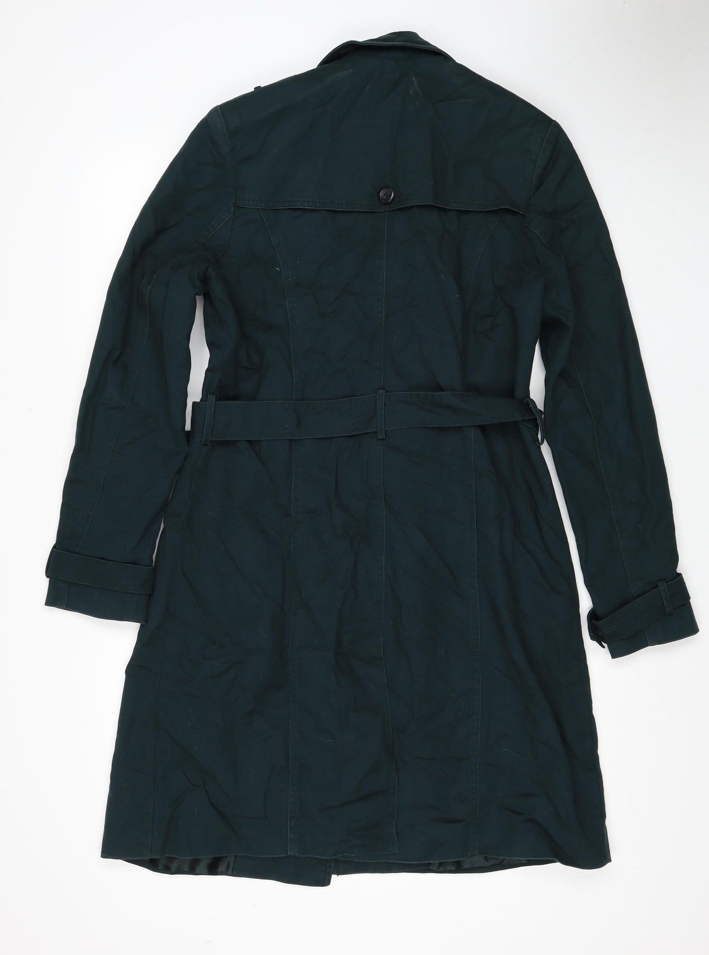 Phase Eight Womens Green Trench Coat Coat Size 12 Button