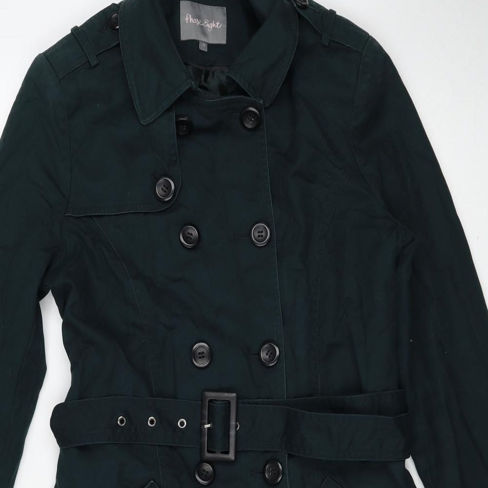 Phase Eight Womens Green Trench Coat Coat Size 12 Button