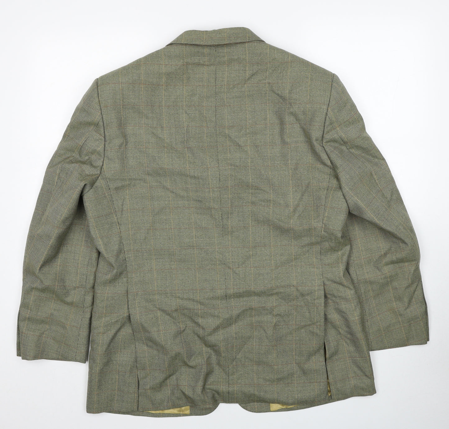 Wellington Mens Green Plaid Polyester Jacket Suit Jacket Size 40 Regular