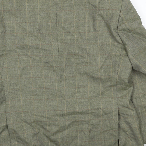 Wellington Mens Green Plaid Polyester Jacket Suit Jacket Size 40 Regular