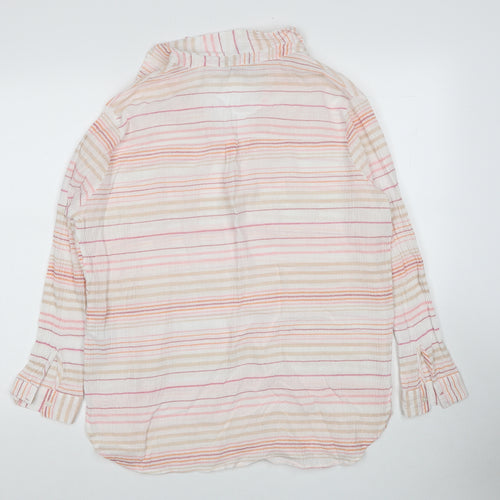 New Look Womens Multicoloured Striped Cotton Basic Blouse Size 10 Collared