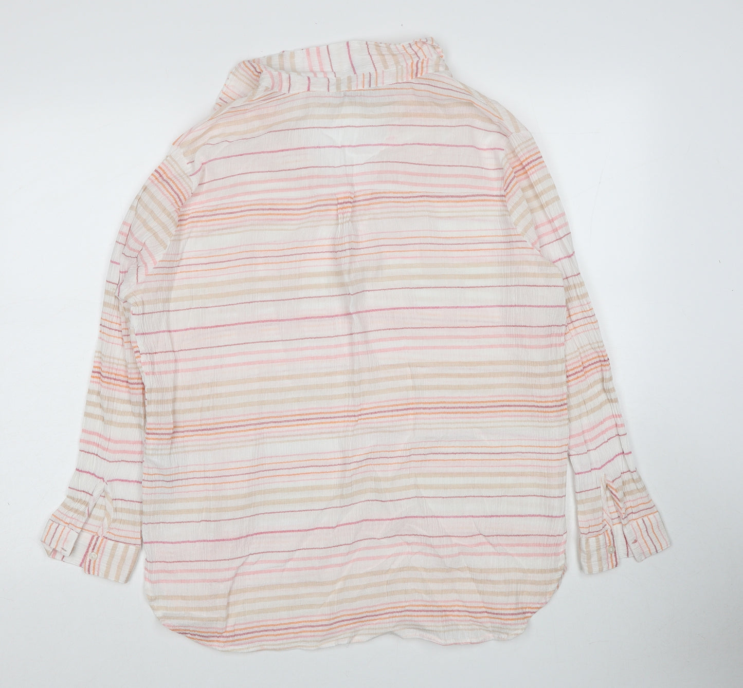 New Look Womens Multicoloured Striped Cotton Basic Blouse Size 10 Collared