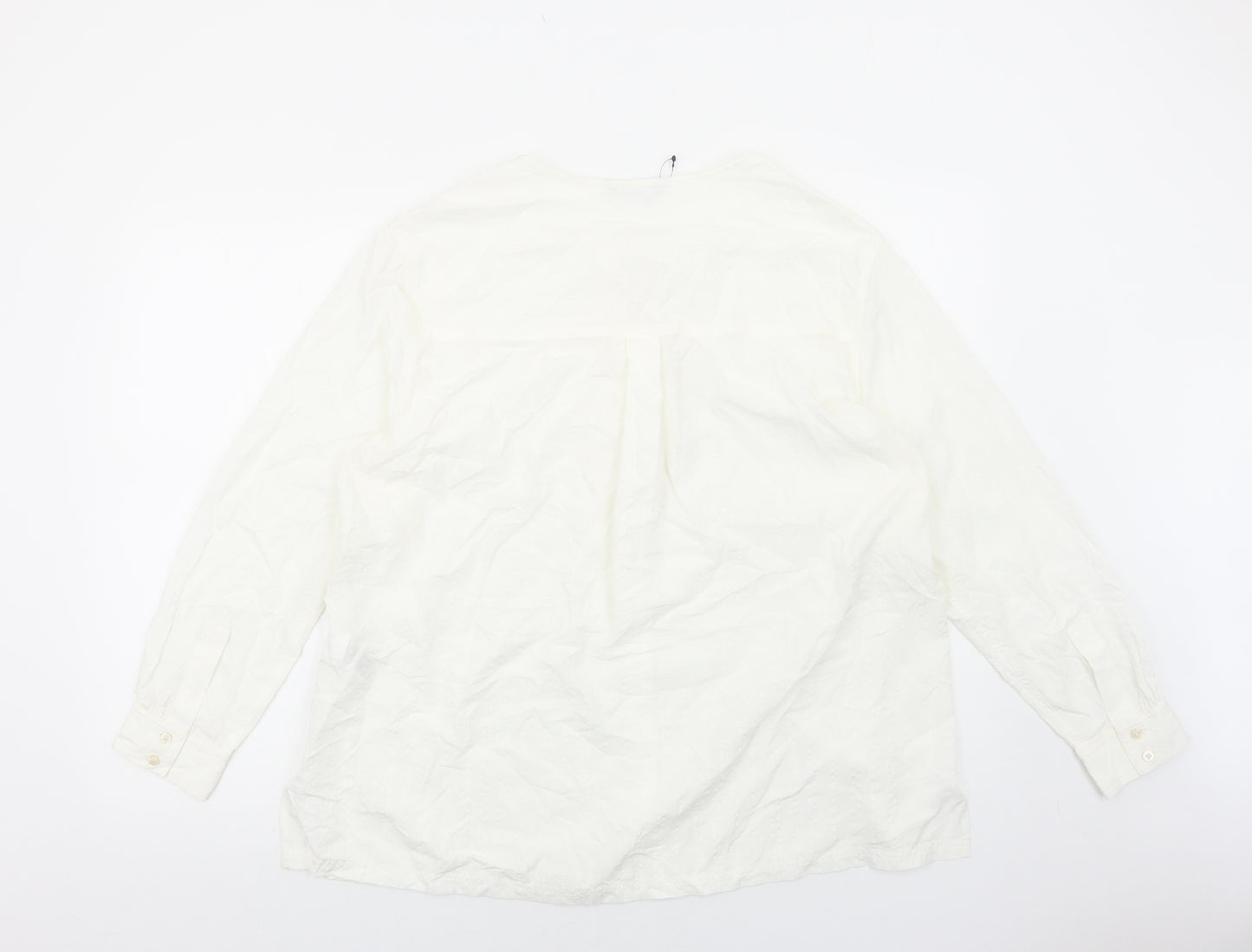 Marks and Spencer Womens White Modal Basic Button-Up Size 16 Round Neck