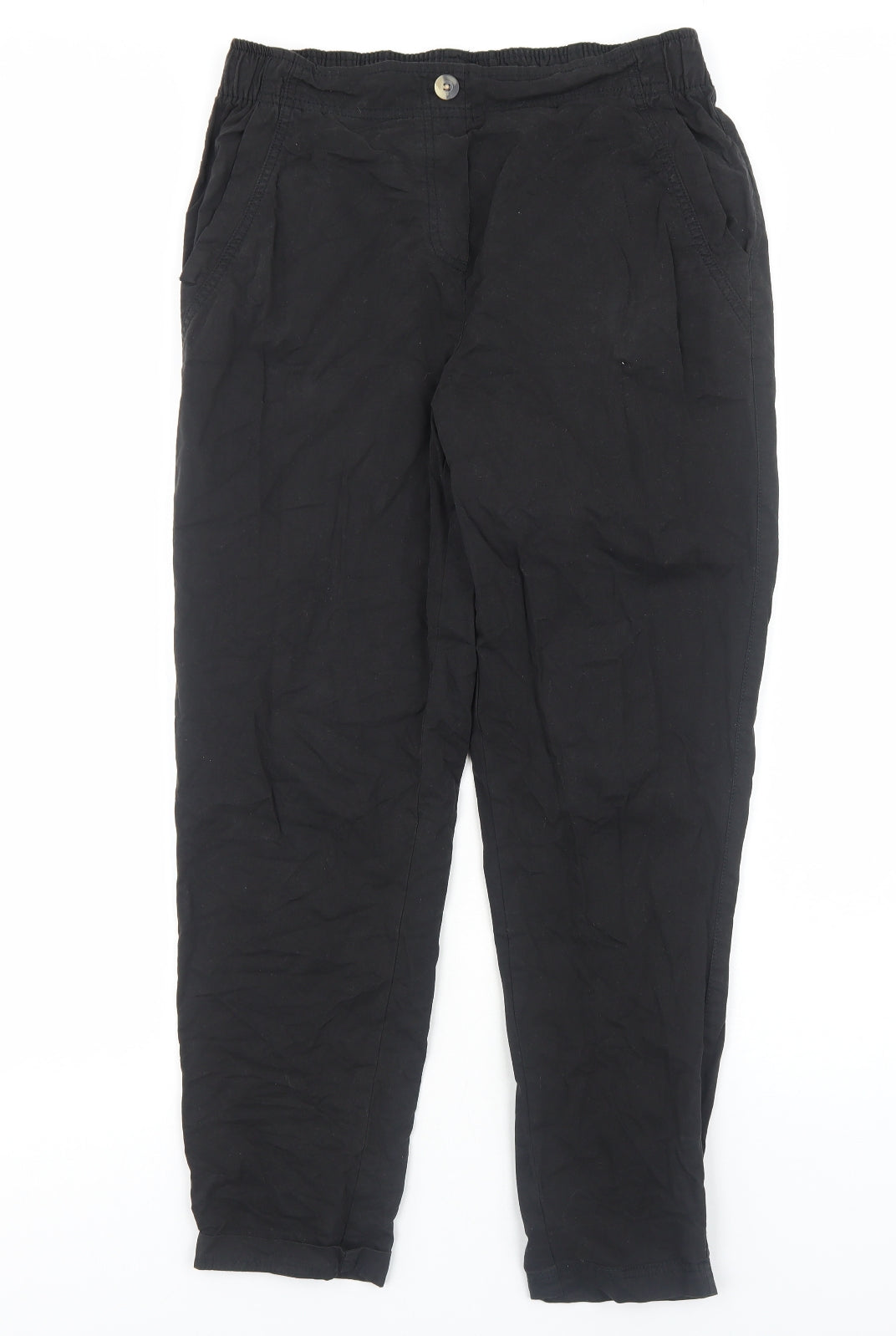 George Womens Black Cotton Chino Trousers Size 14 Regular Button