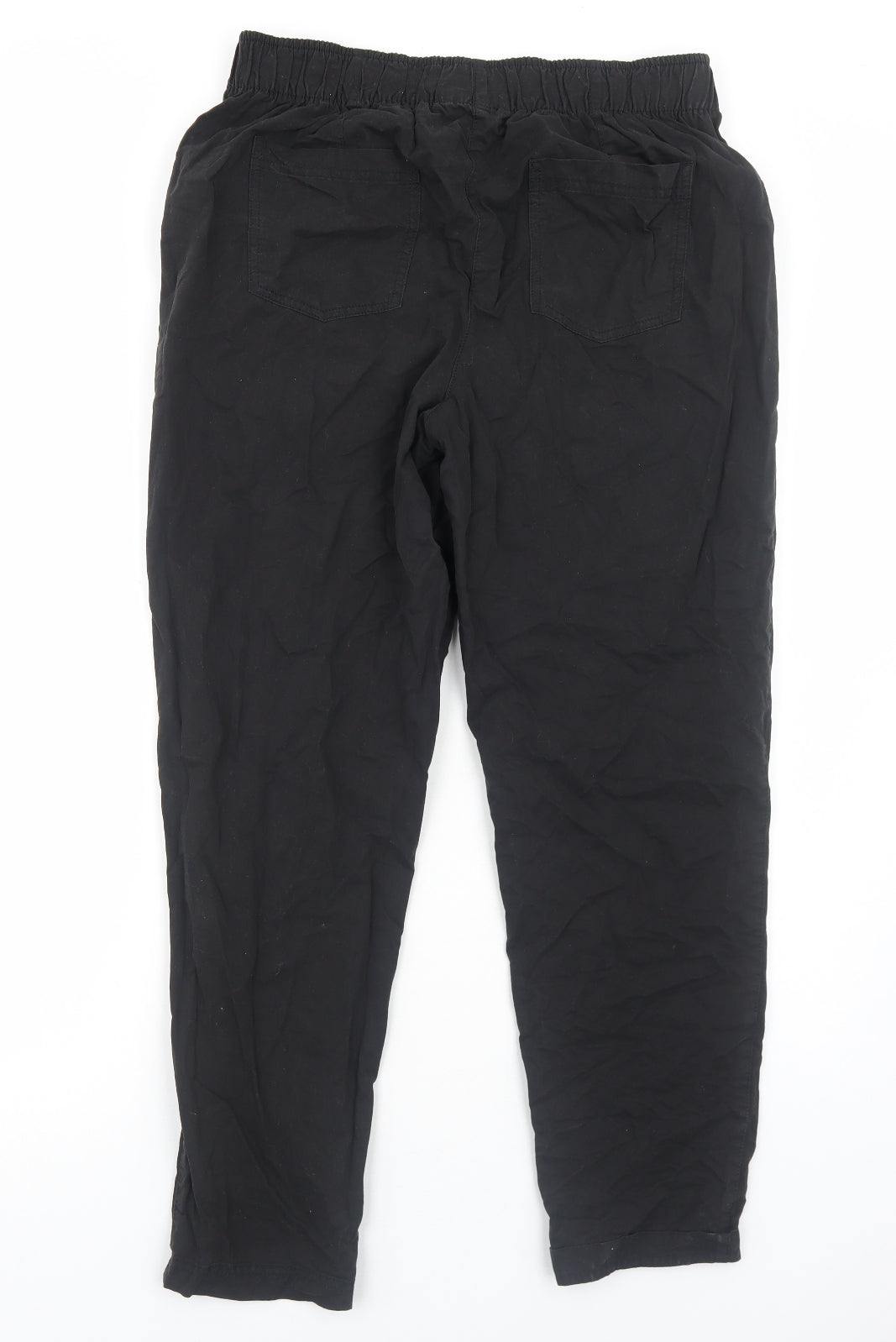 George Womens Black Cotton Chino Trousers Size 14 Regular Button