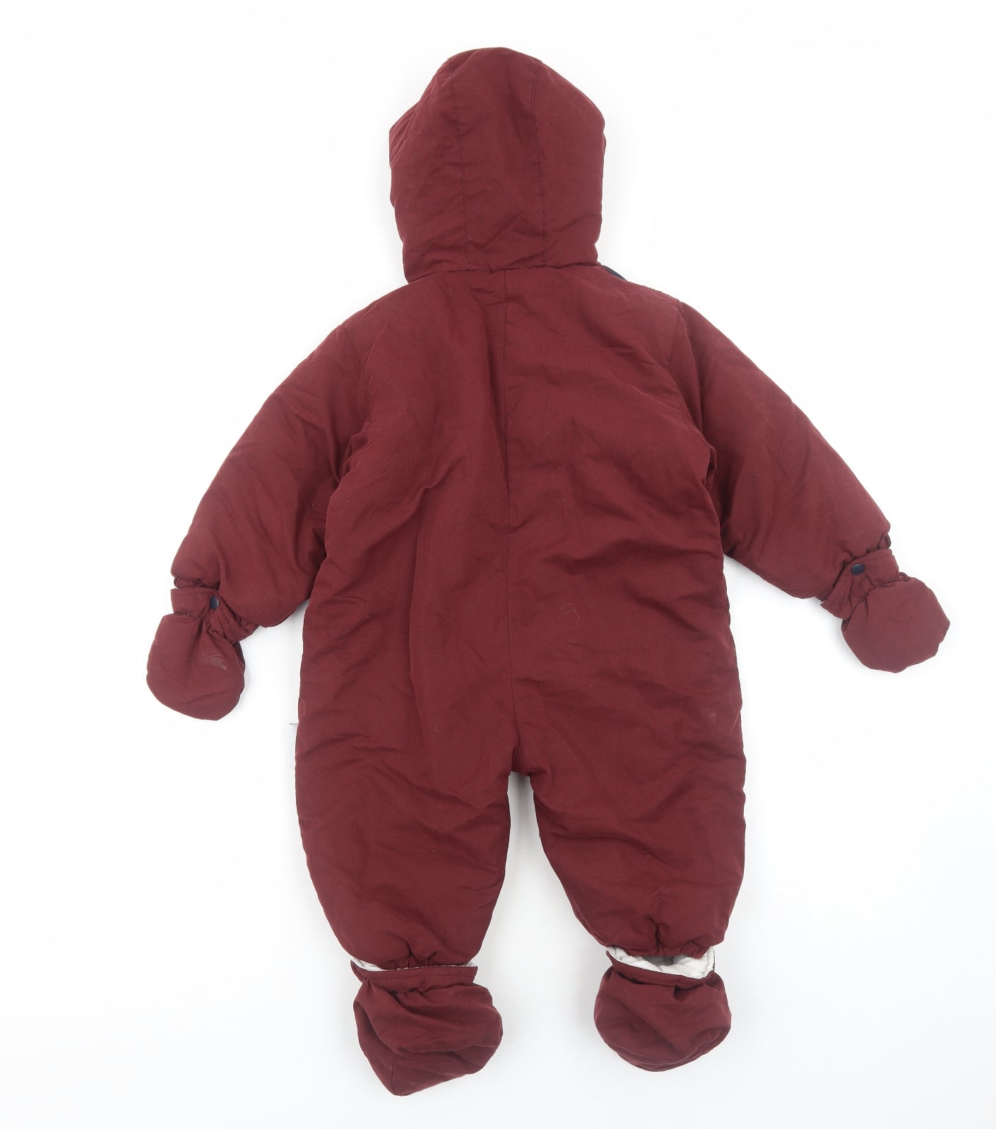 Nursery Time Baby Red Puffer Jacket Snowsuit Size 18-24 Months Zip - Mittens Included
