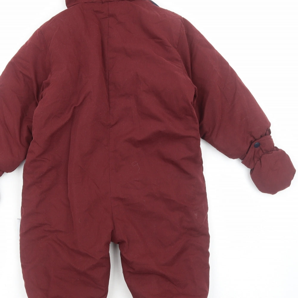 Nursery Time Baby Red Puffer Jacket Snowsuit Size 18-24 Months Zip - Mittens Included