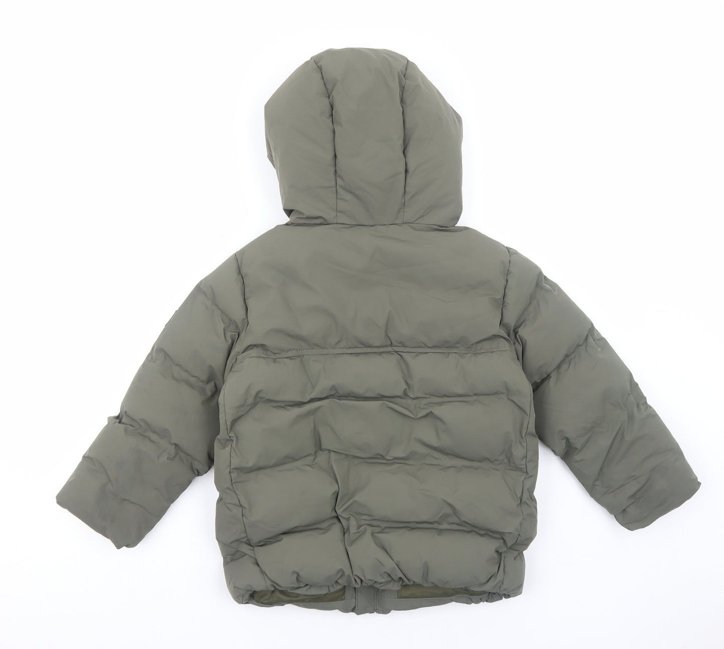 Zara Boys Green Quilted Jacket Size 7 Years Zip