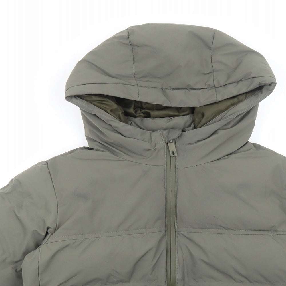 Zara Boys Green Quilted Jacket Size 7 Years Zip