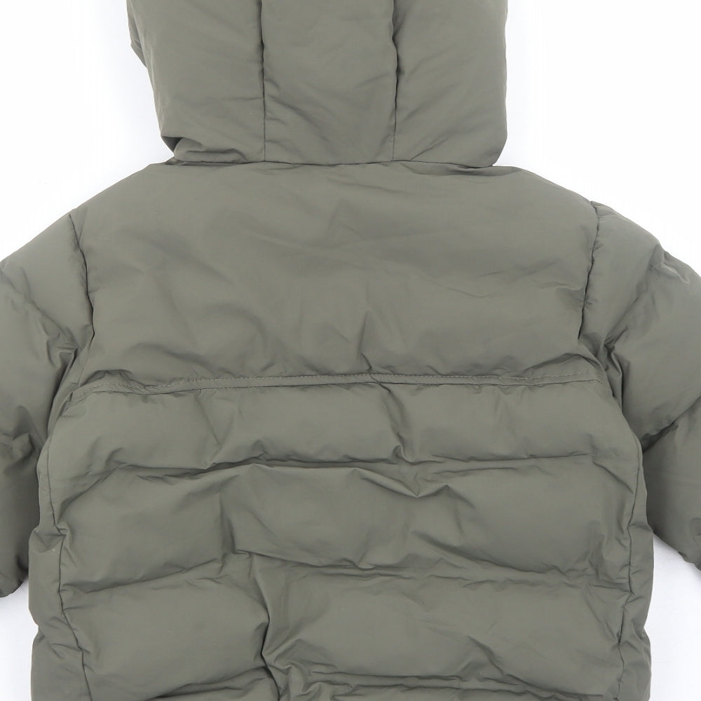 Zara Boys Green Quilted Jacket Size 7 Years Zip