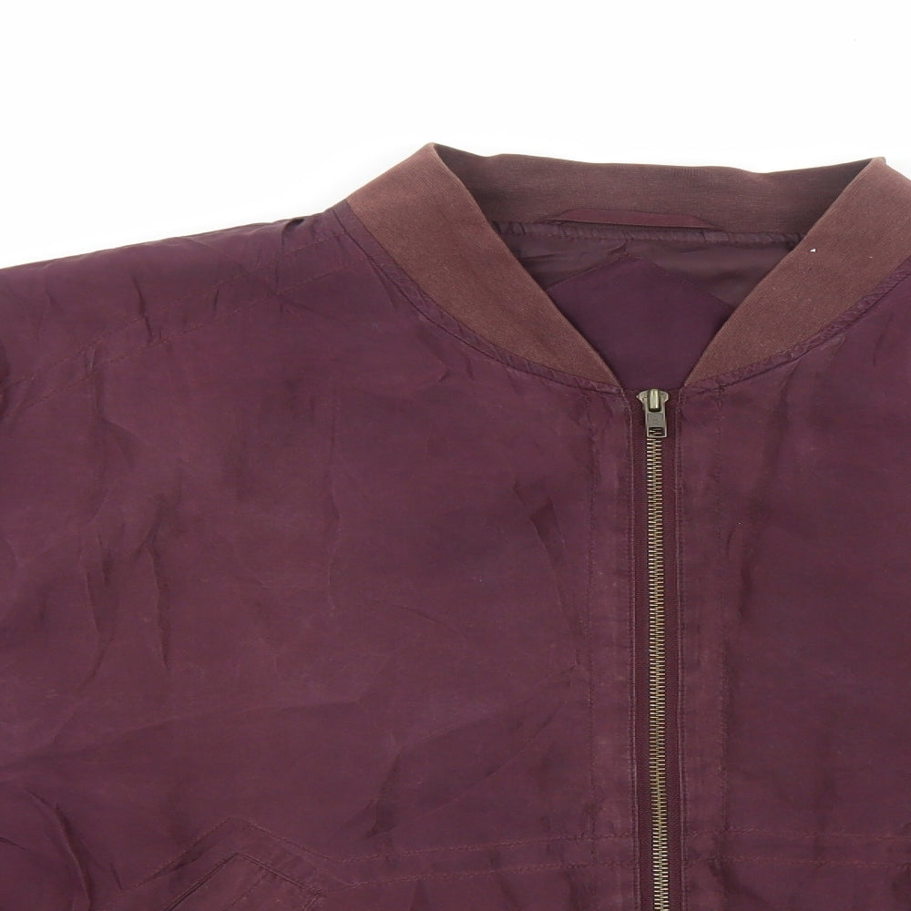C&A Mens Purple Bomber Jacket Jacket Size L Zip