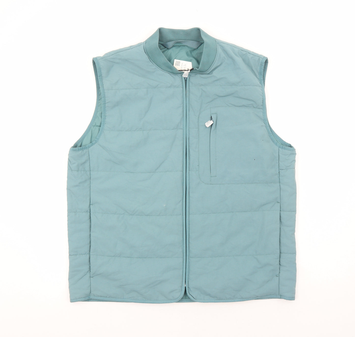 Zara Mens Blue Quilted Waistcoat Size XL Zip