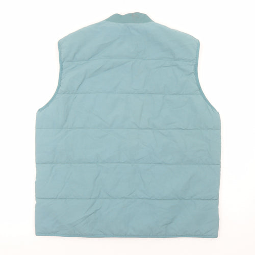 Zara Mens Blue Quilted Waistcoat Size XL Zip