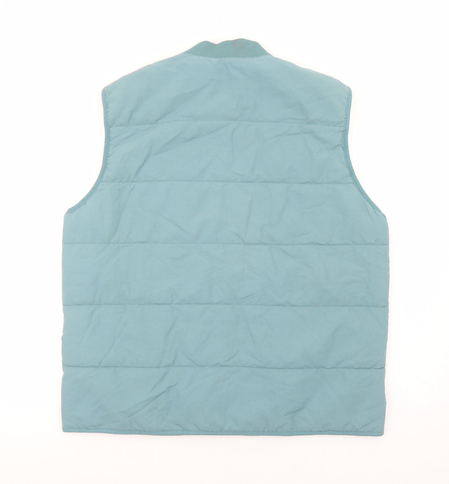 Zara Mens Blue Quilted Waistcoat Size XL Zip