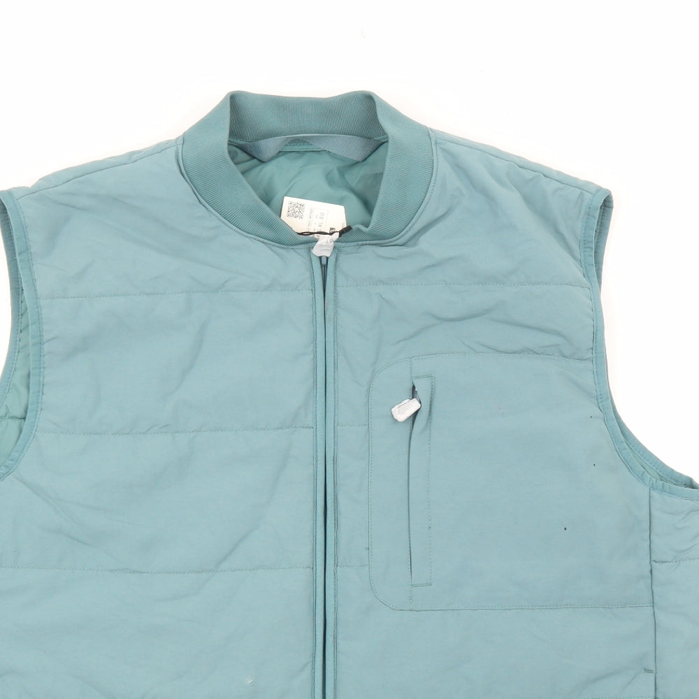 Zara Mens Blue Quilted Waistcoat Size XL Zip
