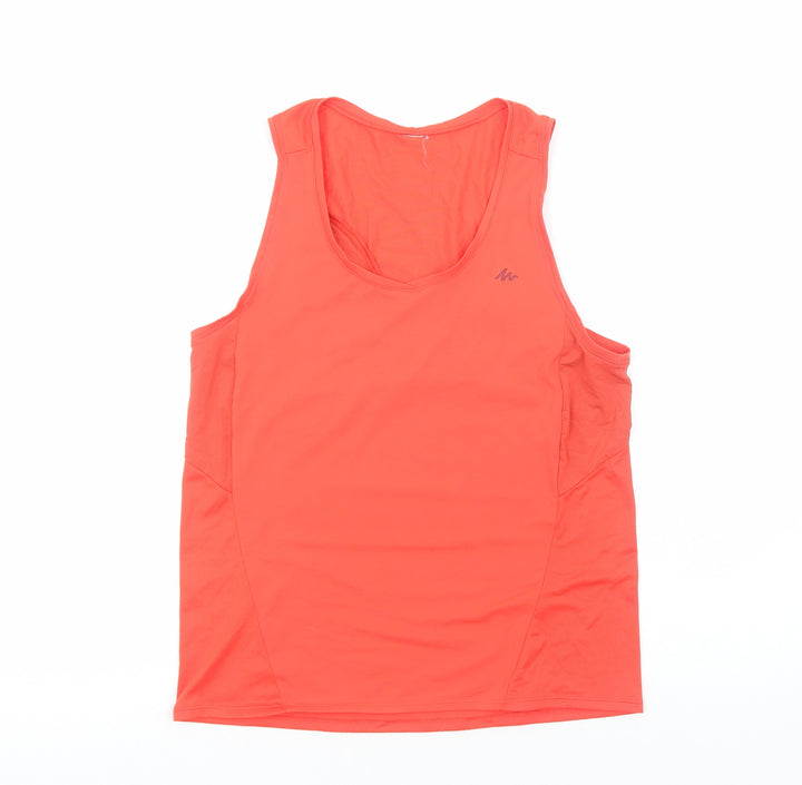 Quechua Womens Red Polyester Basic Tank Size S Scoop Neck Pullover