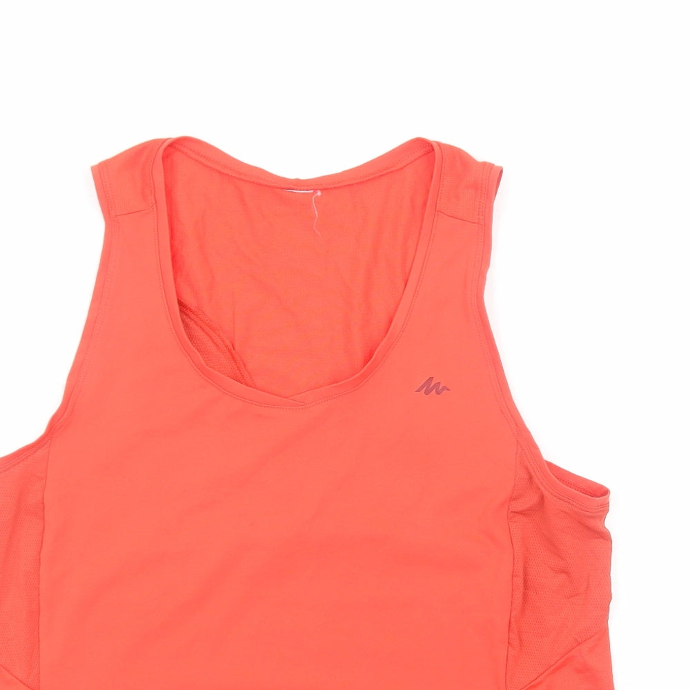Quechua Womens Red Polyester Basic Tank Size S Scoop Neck Pullover