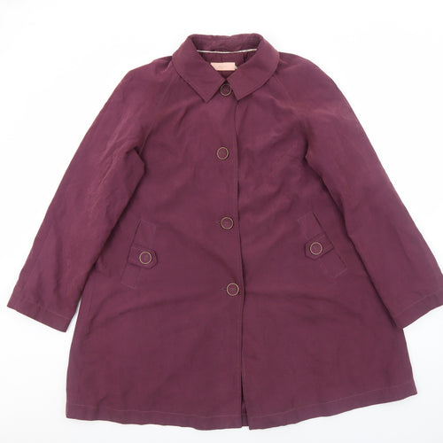 John Lewis Womens Purple Overcoat Coat Size 16 Button