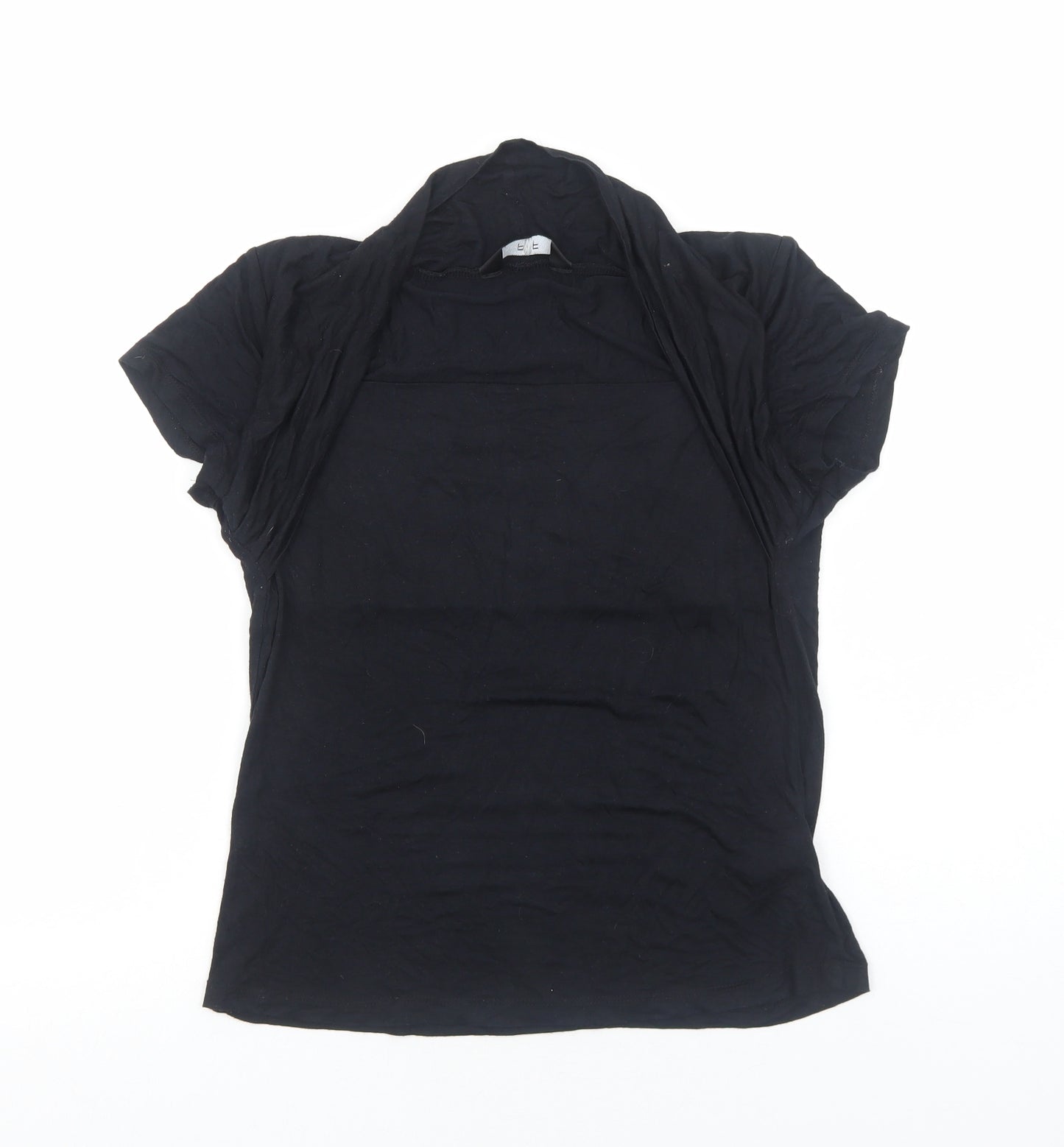 F&F Womens Black Viscose Basic T-Shirt Size 12 Round Neck