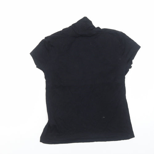 F&F Womens Black Viscose Basic T-Shirt Size 12 Round Neck