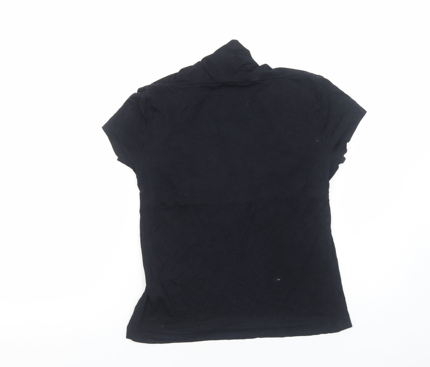 F&F Womens Black Viscose Basic T-Shirt Size 12 Round Neck