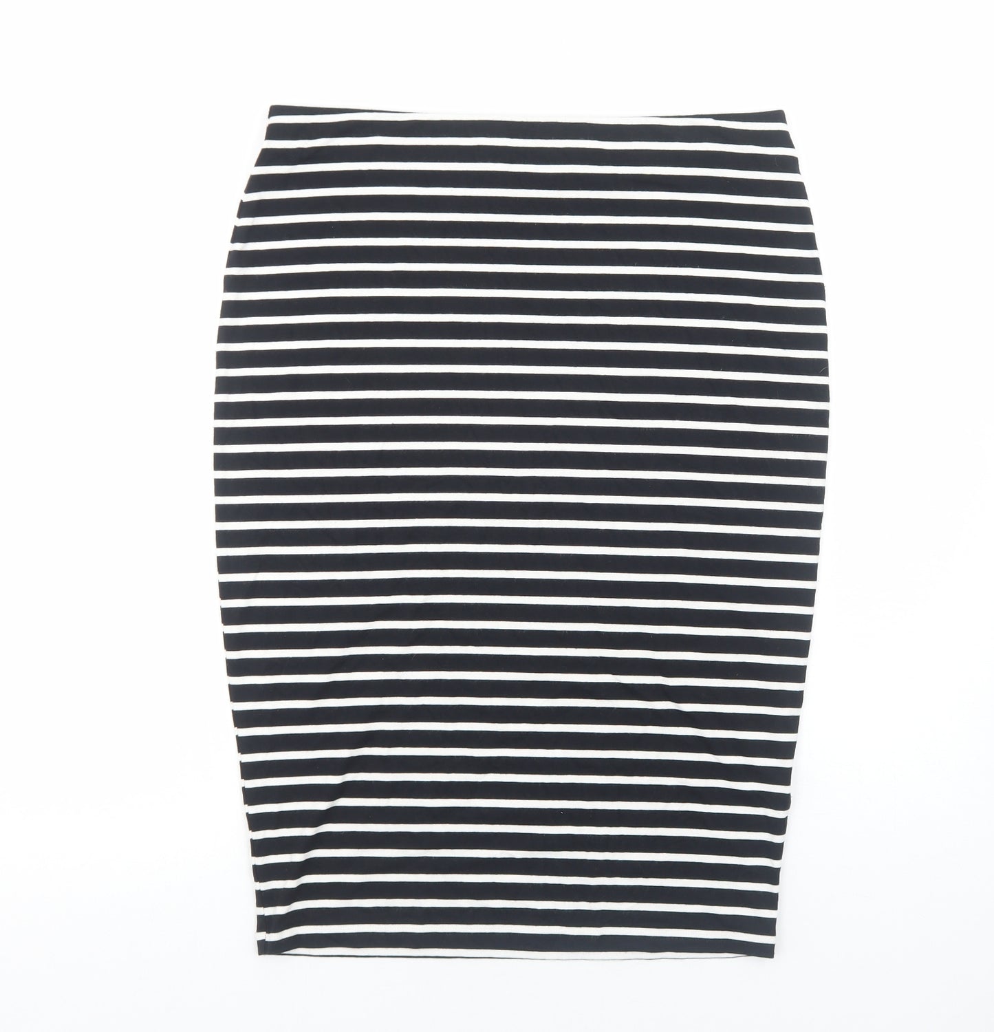 Marks and Spencer Womens Black Striped Viscose Straight & Pencil Skirt Size 12