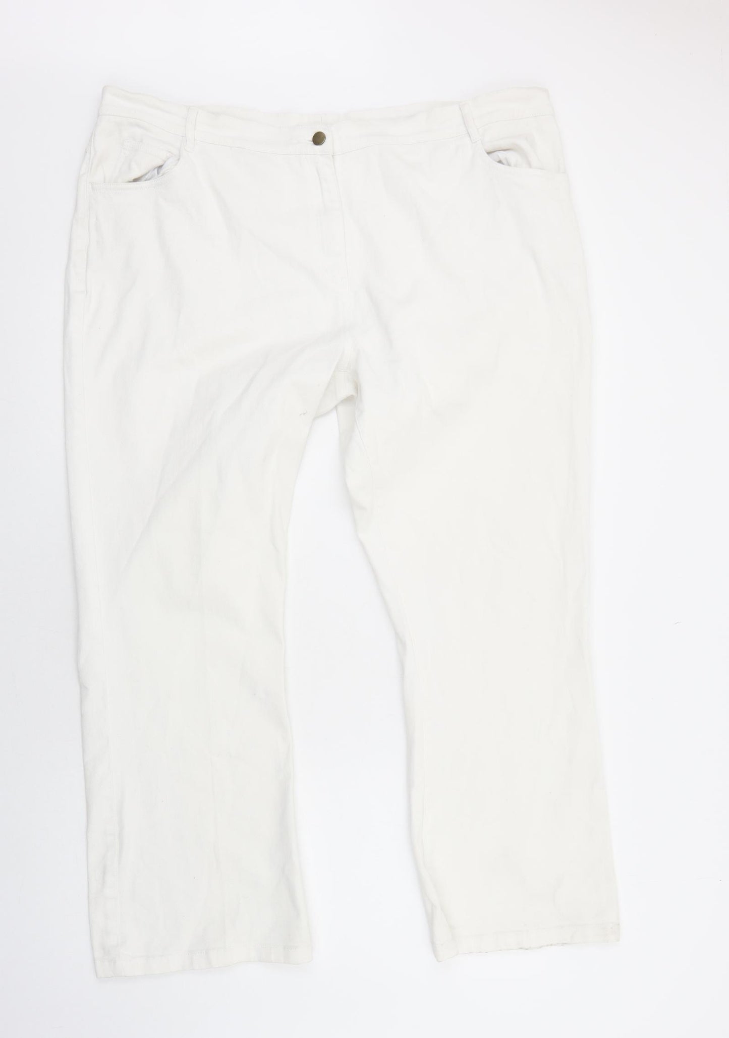 Cotton Traders Womens White Cotton Straight Jeans Size 24 Regular Zip