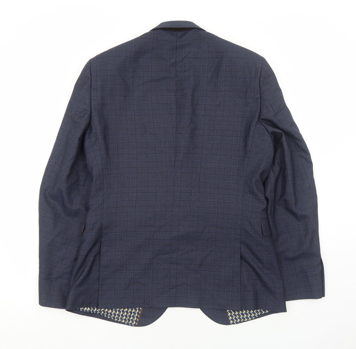 NEXT Mens Blue Plaid Polyester Jacket Suit Jacket Size L Regular
