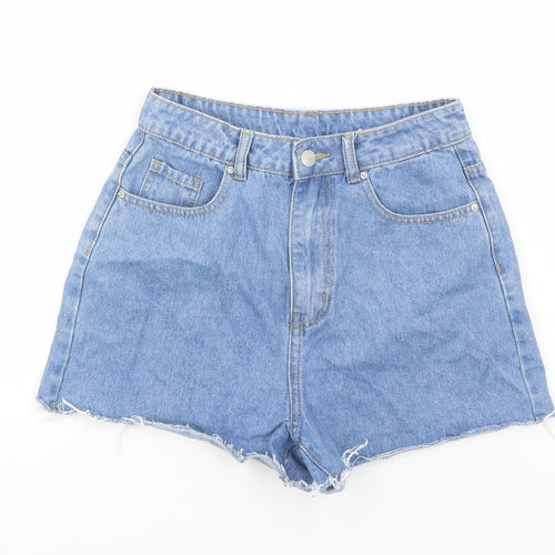 SheIn Womens Blue Cotton Boyfriend Shorts Size S Regular Zip