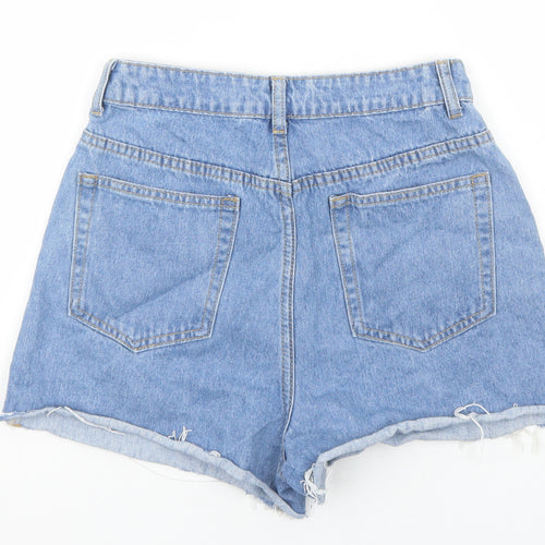 SheIn Womens Blue Cotton Boyfriend Shorts Size S Regular Zip