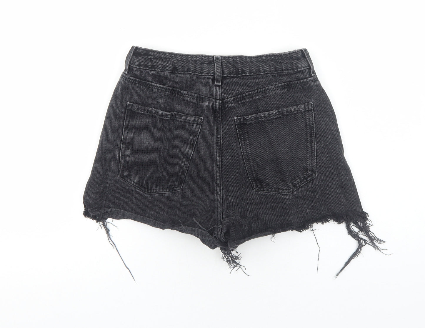 New Look Womens Black Cotton Cut-Off Shorts Size 6 Regular Zip