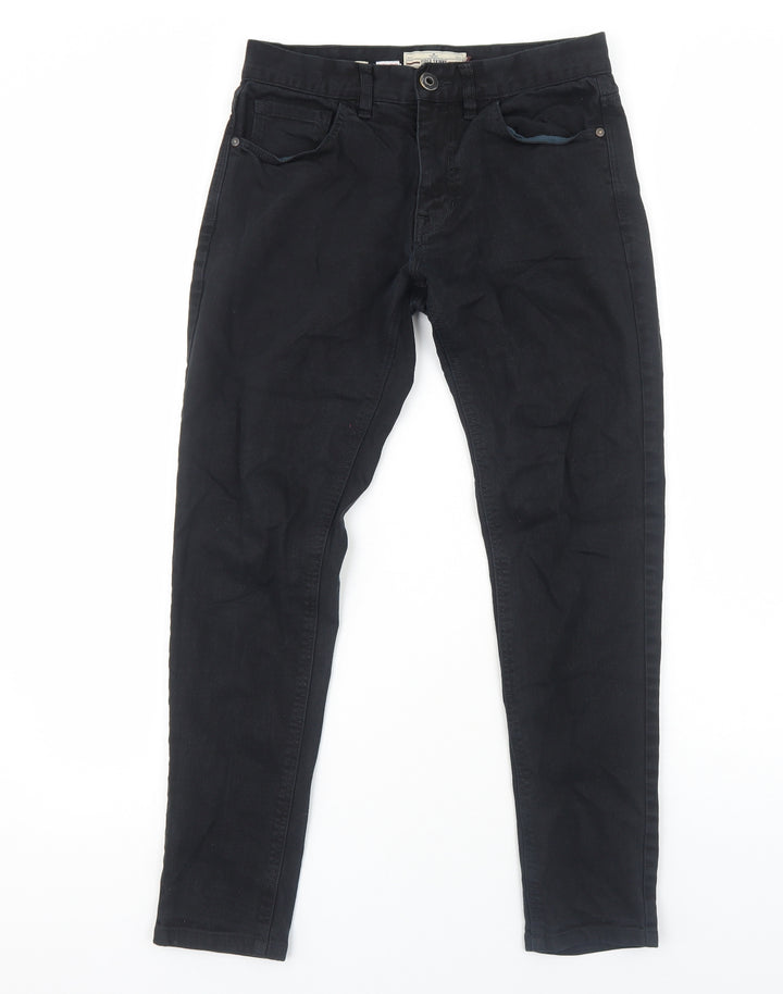 NEXT Mens Black Cotton Skinny Jeans Size S Regular Zip