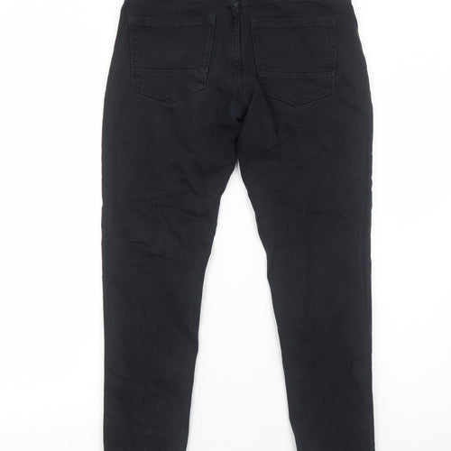 NEXT Mens Black Cotton Skinny Jeans Size S Regular Zip