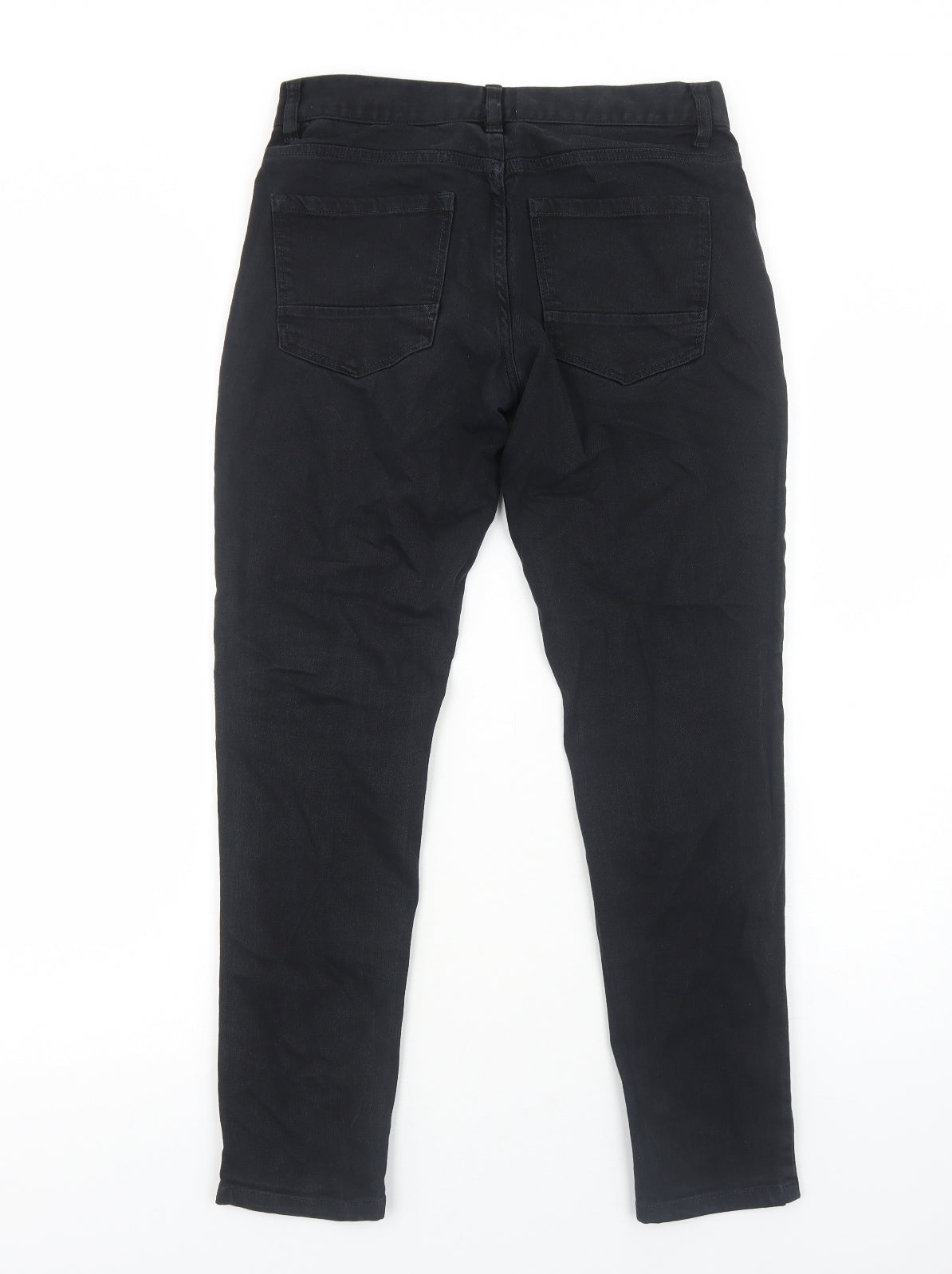NEXT Mens Black Cotton Skinny Jeans Size S Regular Zip