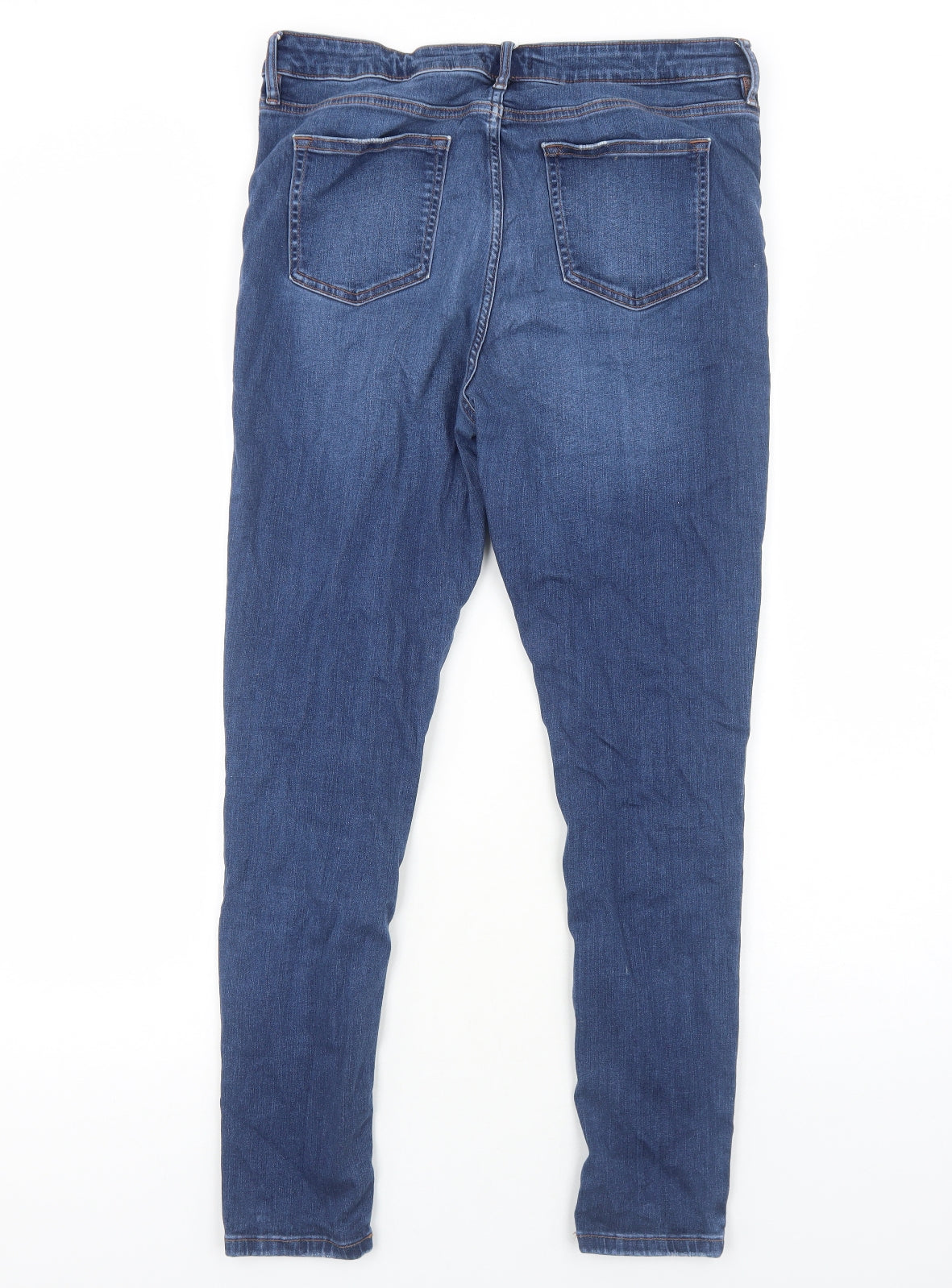 F&F Womens Blue Cotton Skinny Jeans Size 16 Regular Zip