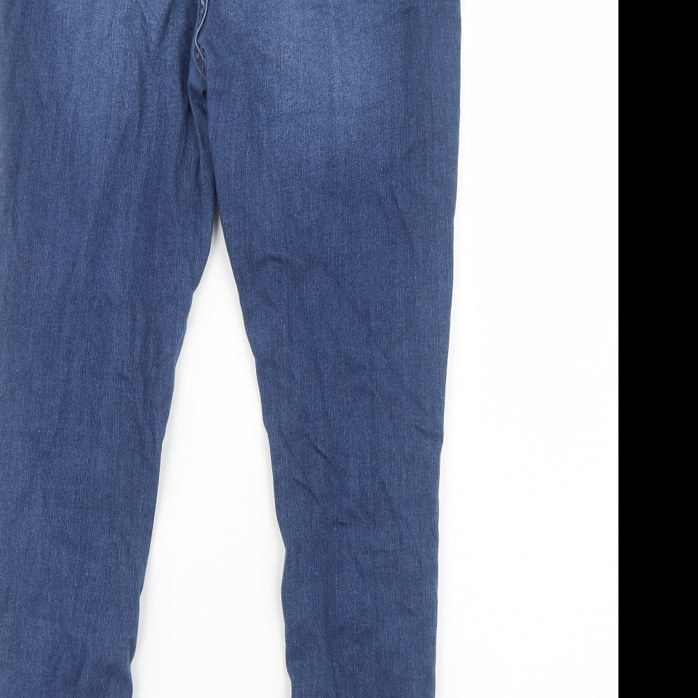 F&F Womens Blue Cotton Skinny Jeans Size 16 Regular Zip