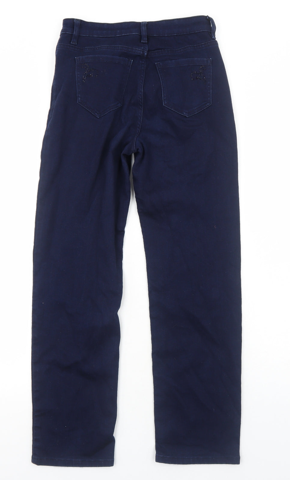 Marks and Spencer Womens Blue Cotton Straight Jeans Size 8 Regular Zip