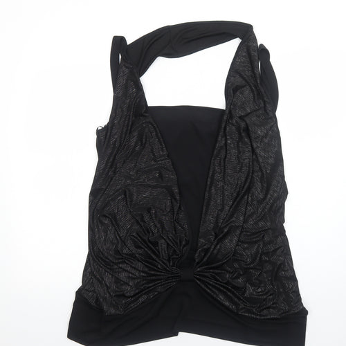 Yours Womens Black Polyamide Basic Blouse Size L Halter - Ruched Front