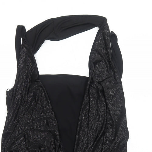 Yours Womens Black Polyamide Basic Blouse Size L Halter - Ruched Front