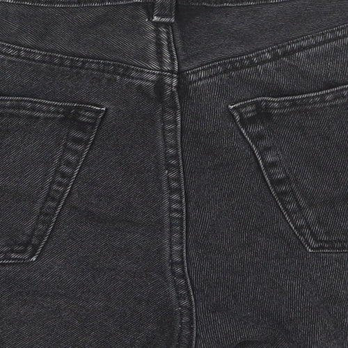 Monki Womens Black Cotton Boyfriend Shorts Size 28 in Slim Button